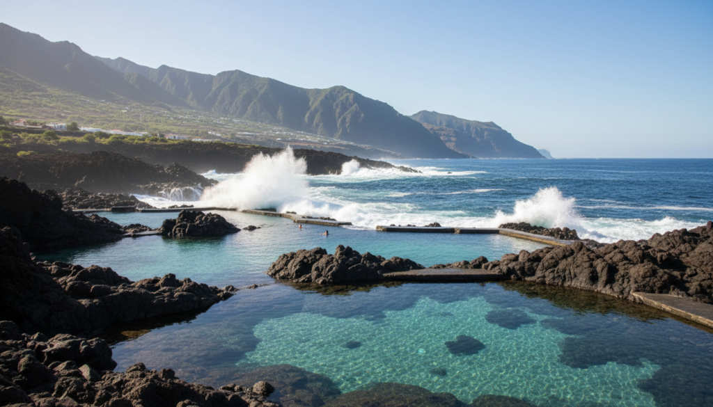 Natural sea pools among volcanic rocks on the north coast of Tenerife