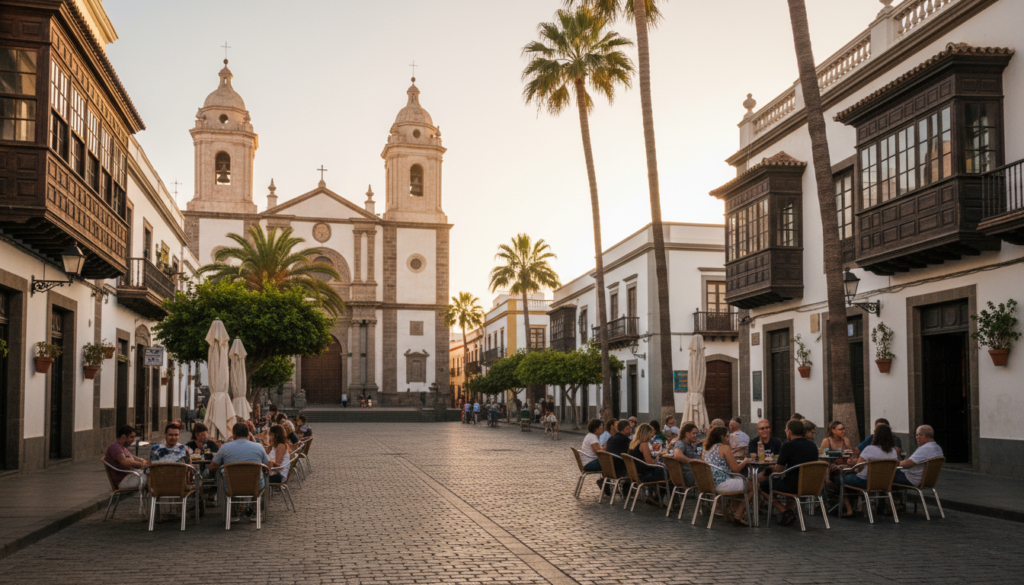 Cobbled streets and colonial houses in the old quarter of Vegueta, Las Palmas de Gran Canaria